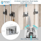 8 Pack Stainless Steel Mop Clips – Heavy Duty Wall Mounted Broom Holders, Rustproof & Tool-Free Install with Back Adhesive or Glue for Home and Garage - color: SILVER-8PCS