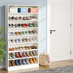 Tribesigns Shoe Cabinet, 9 Tiers 40-45 Pairs Heavy Duty Wood Freestanding Shoe Storage Cabinet, 70.8'' Tall Shoe Cabinet with Open Storage for Entryway, White - color: White
