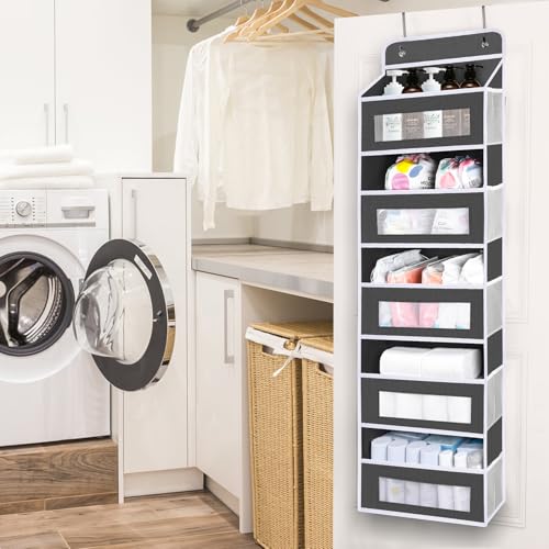 Upgrade Pocket 2 Pack Over The Door Organizer Storage, 5 Shelf Hanging Door Organizers with 10 Large Capacity Pockets, Anti Tilt 48 lb Load Behind Door Organizer for Bedroom, Bathroom, Pantry - color: Darkgrey, size: 2 Pack