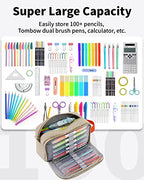 Sooez Big Capacity Pencil Case, Upgraded Canvas Pencil Pouch Large Pencil Bag Organizer, Separate Compartments Easy Grip Handle, Aesthetic Supply for School Teens Adults,Beige Pen Case - color: Canvas Beige