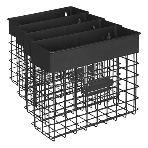 Spectrum Diversified Vintage Wall Mount Entryway or Office Bin Desk Paper Folder Document Letter Mail Sorter Step File Organizer, Small Black (Pack of 4) - color: Black, size: Small (Pack of 4)