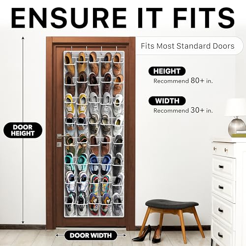 Simple Houseware 40 Large Clear Pockets Over The Door Hanging Shoe Organizer, Gray (75.4'' x 27.25'')