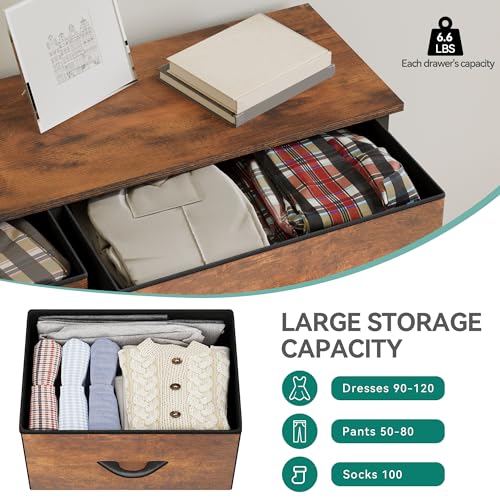 YITAHOME 8 Drawers Fabric Dresser, Furniture Storage Tower Cabinet, Organizer for Living Room, Hallway, Closet, Sturdy Steel Frame, Wooden Top, Easy-to-Pull Fabric Bins - color: A - Earthy Brown, style: 8-Drawer