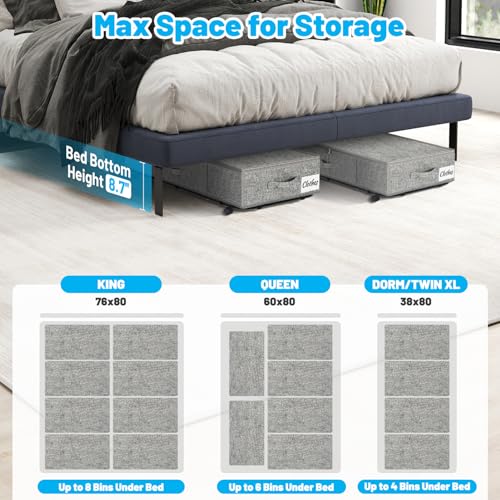 Large Sturdy Under Bed Storage with Wheels, 2 Pack 50L Rolling Underbed Storage Bins, Under Bed Containers Drawer with Metal Bottom Support, Bedroom Organizer with Lids for Clothes, Shoes, Blankets - color: Grey-2 Pack, size: 9 Inch Tall - Regular Lid
