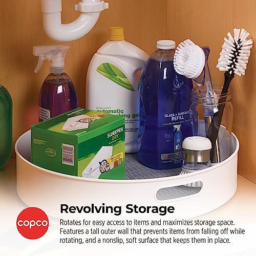 Copco Under-Sink Pantry and Cabinet Organizer, 18-Inch, Revolving Storage Solution, White and Gray - color: White and Gray