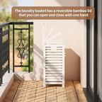 FILWH Laundry Hamper with Lid (16.9 * 13 * 26.5inches) Large Bamboo Laundry Bin Basket 85L Clothes Hamper with 1 Removable Bag Storage baskets for Bathroom (White) - color: White