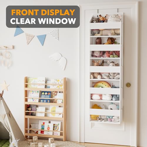 SpaceAid 1 Pack Over The Door Organizer with 5 Large Pockets and 10 Mesh Side Pockets, 5 Layers Door Organizer Hanging with Clear Window for Bedroom, Bathroom, Pantry and Nursery, White - color: White, size: 1 Pack