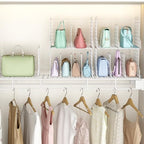 Sonyabecca Purse Storage Organizer for Closet : Adjustable 2-Pack Dividers Handbag Organizer - Stackable Wire Handbags Storage Baskets -Open Cabinets Wallets Tote Chain Bags Clutches -White - size: 2-pack large