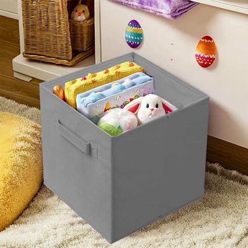 PowerKing Collapsible Storage Cubes with Handles, Fabric Foldable Bins for Closet Shelves, Durable Organization Storage Bins, 10.5'' x 11'' x 10.5'' (Light Grey, 2Pack) - color: Light Grey, size: 2Pack