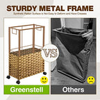 Greenstell Laundry Hamper with Wheels, 11.9 Gallon (45L) Small Clothes Hamper with 2 Removable Liner Bags & 2 Mesh Bags, Slim Rattan Laundry Basket for Bathroom, Bedroom, Natural - color: Natural, size: 45L (15.8 x 7.9 x 23.6 inches)