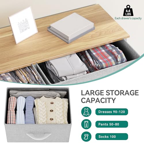 YITAHOME Dresser for Bedroom, Fabric 8 Drawers, Tall Dresser with Fabric Bins, Storage Tower Unit, Chest of Drawers for Living Room, Hallway, Closets - color: Light Grey-white Handle(new 2025)