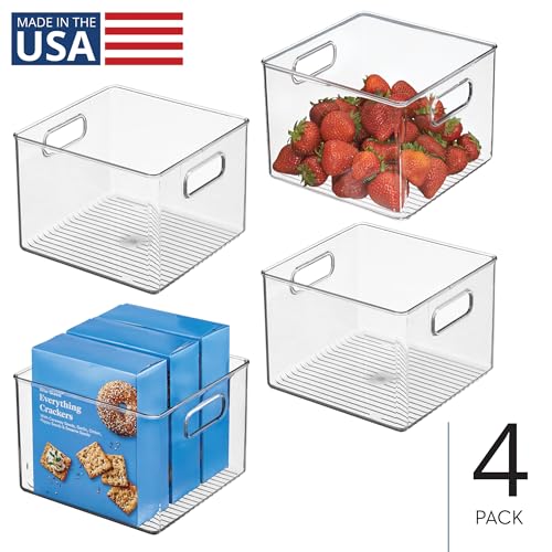 iDesign Clear Plastic Storage Bins for Kitchen - Pantry and Fridge Storage for Cabinets and Shelves, 4-Pack - style: Pack of 4
