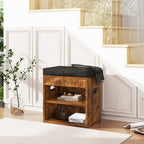 YMYNY Small Shoe Storage Bench with Cushion and Drawer, 2 Tier Adjustable Entryway Bench with Storage, Wooden Shoe Rack Bench for Entryway, Living Room, Hallway, Closet, Bedroom, Rustic Brown, HSC002H - color: Rustic Brown