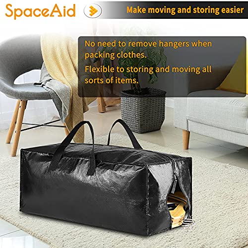 SpaceAid Heavy Duty Moving Bags, Extra Large Storage Totes W/Backpack Straps Strong Handles & Zippers, Alternative to Moving Boxes, Packing & Moving Supplies, Black (6 Pack) - color: Black, size: 6 Pack