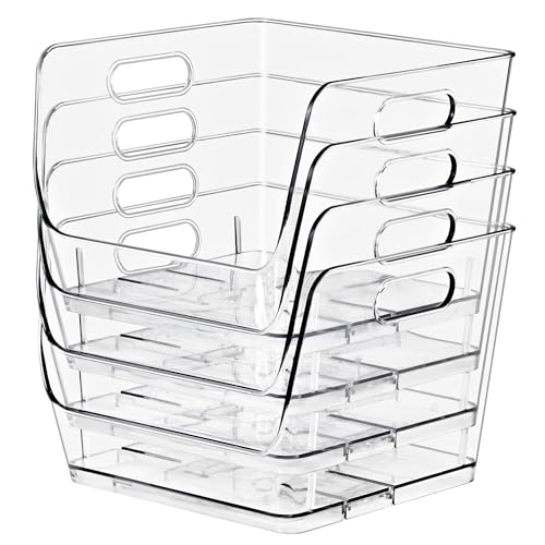 Sorbus Stackable Storage Bins Open Front, Clear Stackable Storage Bins, Pantry Bins for Storage and Organization, Acrylic Stackable Bins for Kitchen, Clear Pantry Organizer Bins (Medium Sqware 8 Pack) - size: Medium Square, style: 8 Pack