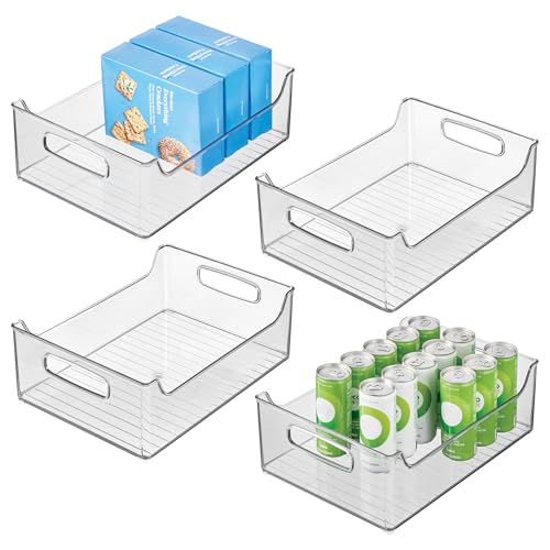 iDesign Stackable Clear Plastic Storage Bin, Kitchen Organizers for Fridge, Cabinet, or Pantry, 4-Pack - size: 14 x 10 x 5, style: Pack of 4