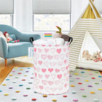 LANGYASHAN Laundry Basket Canvas Fabric Collapsible Organizer Basket for Storage Bin Toy Bins Gift Baskets Bedroom Clothes Children Nursery Hamper (Angel Heart) - color: Round Angel Heart