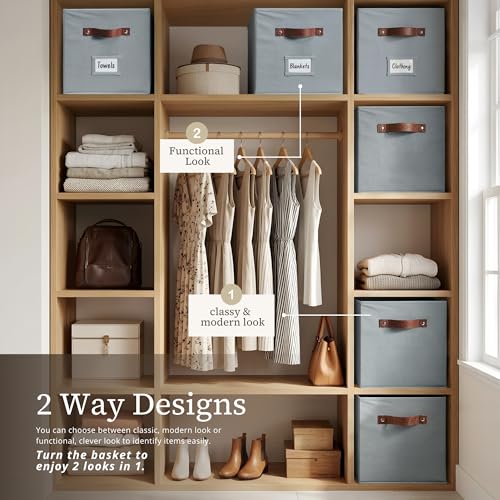 DECOMOMO Storage Baskets, 13x15x13 Storage Cube Bins with Labels for Organizing Shelves Kallax (Kallax / 4pcs, Grey) - color: Grey, size: Kallax 13" x 15" / 4pcs