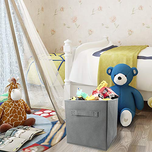 EBIGIC Mini Size 3-Pack Cube Storage Bins 9.0"x7.5"x7.5" Fabirc Foldable Closet Toy Organizer Collapsible Cloth Gray - color: Grey 3Pack, size: 9”x 7.5”x 7.5”