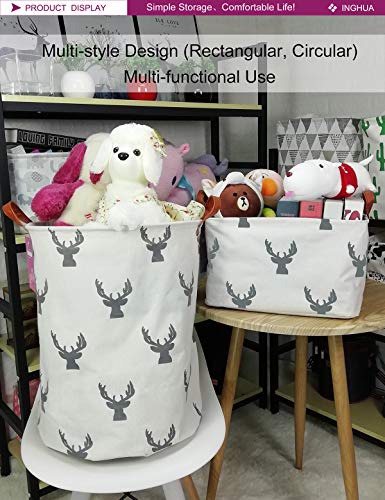Laundry Hamper Large Canvas Fabric Lightweight Storage Basket/Toy Organizer/Dirty Clothes Collapsible Waterproof for College Dorms, Boys and Girls Bedroom,Bathroom(grey deer) - color: grey deer