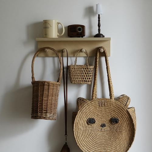 Entrance Coat Rack ，Coat Hooks, Wall-Mounted Wooden Hook Rack, Wall-Mounted Shelves(Birch Color Finish—A-1) - style: Birch color finish—A-1