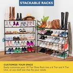 Sundaze Shoe Rack - 10 Tier Metal Shoe Rack for Front Door Entrance, Sturdy Tall Shoe Organizer for Closet, Bedroom, Entryway, Garage, Black Metal Shoe Shelf, Holds Up to 50 Pairs