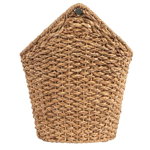 Creative Co-Op Bankuan Braided Oval Toilet Paper Basket with Wood Bar - color: Natural
