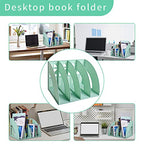 SAYEEC Sturdy Magazine Holder 4 Compartments Plastic Desktop File Organizer File Dividers Office Organizer Storage Document Magaizne Rack Display Box (Green) - color: Green-4 Sections