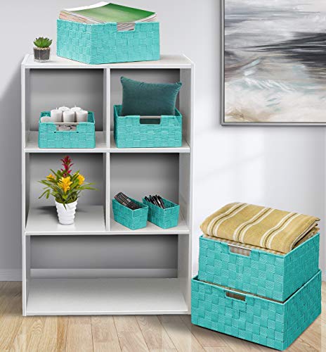 Sorbus Storage Baskets for Organizing (Set of 7), Mesh Hand-Woven Design, Linen Closet Organizers and Storage, Organizer Storage Baskets for Shelves, Variety Pack Organizers and Storage (Aqua) - color: 7 Piece - Aqua