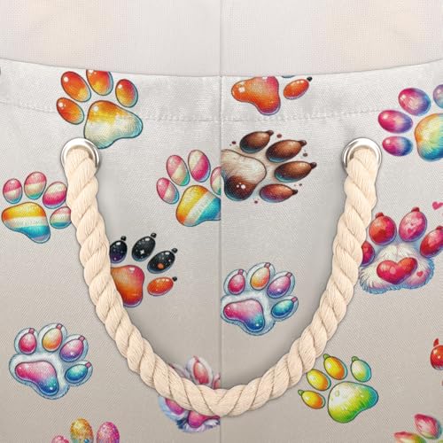 Pardick Cute Paw Skin Large Round Storage Basket Collapsible Circle Storage Bin Laundry Hamper With Handle for Kids Toy Blanket Clothes Towel Living Room Nursery Storage Organizer Decor - color: Print 11