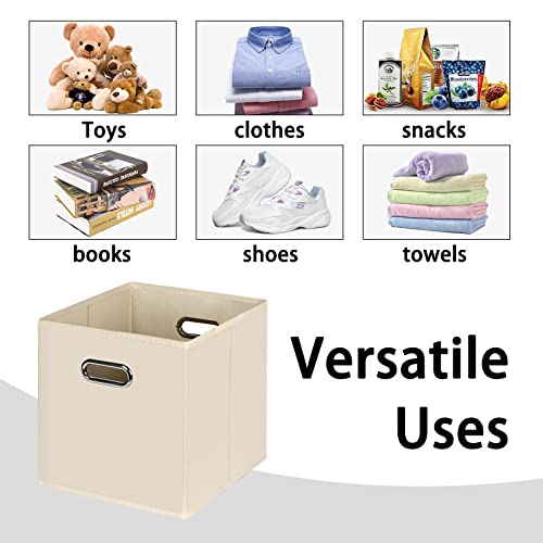 Black Foldable Storage Cubes Bins , Fabric Storage Box Cubes Organizer Baskets with Dual Handles for Home Organizer(Creamy-White) - color: Creamy-White, size: 1 Pack
