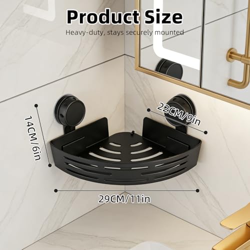Corner Shower Caddy Suction Cup, 2 Pack Triangle Corner Shower Shelves No Drilling Bathroom Organizers and Storage, Removable Waterproof Showers Bathroom Shelf Rack
