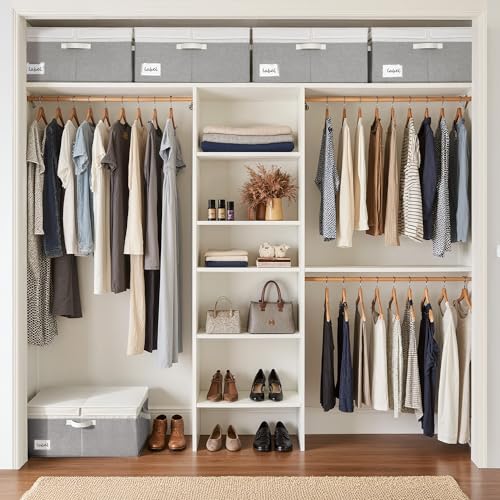GRANNY SAYS Decorative Storage Boxes with Lid, Large Storage Bins with Double-Open Lid, Fabric Storage Basket for Clothes, 63L Closet Linen Storage Bin, White&Gray, 2-Pack - color: Dark Gray&Ivory, size: Extra Large - 2 Pack