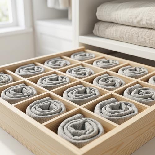 Underwear Storage Box with 20 Compartments Stackable Drawer Organizer for Socks Panties Bras and Small Clothing Accessories Space-Saving Sundries Container for Closet and Home
