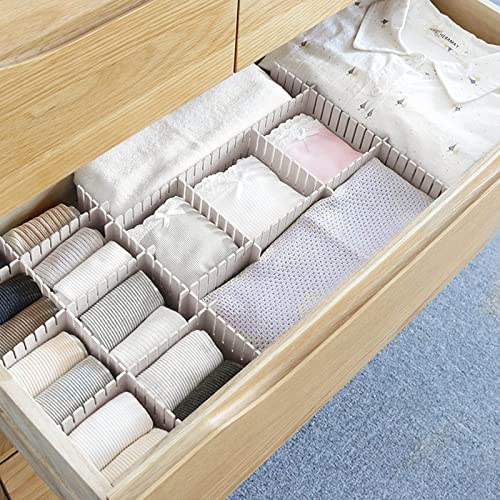 acDesign 40Pcs Grid Drawer Dividers, Adjustable Drawer Organizer for Socks, Underwear, Lingerie, Makeup, Bedroom Office Kitchen Storage (White) - color: White