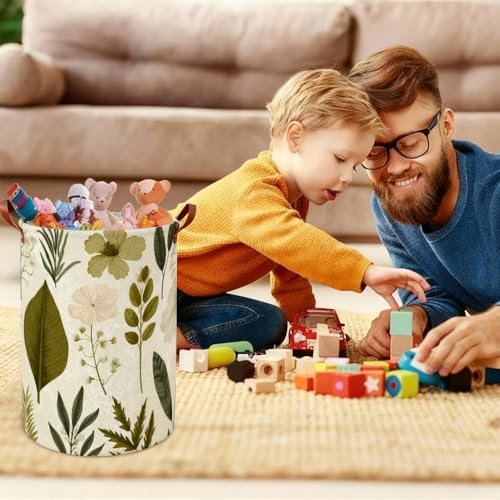 Dark Botanical Laundry Basket Funky Collapsible Laundry Baskets Oxford Cloth Storage Bin Vintage Floral Hamper for Spring Room Decor 15.75x15.75x19.7" - color: Colorful581