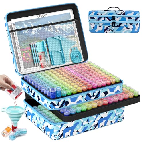 ARTDOT 420 Slots Storage Container for Diamond Art Kits for Adults,Portable Bead Storage Boxes for Diamond Painting Accessories and Tools - color: Blue, size: XX-Large