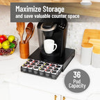 Mind Reader Single Serve Coffee Pod Drawer, 36 Pod Capacity, Countertop Organizer, Removable Dividers, Metal, Black - style: Square 36 Capacity
