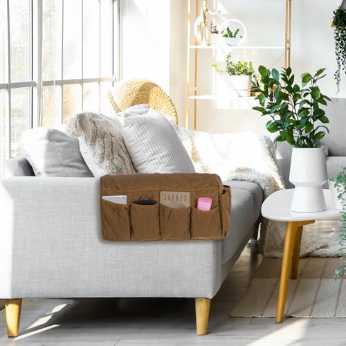 uxcell Sofa Armrest Organizer Non-Slip Armchair Caddy Waterproof Couch Remote Holder Organizers with 14 Pockets for TV Remote Control Cell Phone Magazines Sofa Organization, Coffee - color: Coffee