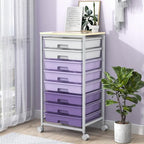 SYKIARIOL Rolling Cart with Drawers,Utility Cart With 8 Drawers and Wooden Tabletop for Living Room,Classroom,Bedroom,Bathroom,Dorm,Office,Purple - color: Purple