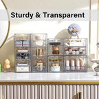 Prsildan Acrylic Drawer Organizer with 17 Drawers, Craft Office Desk Makeup Organizers Accessories, Set of 4 Clear Stackable Storage Drawers for Vanity, Countertop, Jewelry, Art Supply Organization - style: 17 Drawers