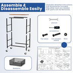 Goovilla Kitchen Cart with Drawers, 4 Tier Metal Rolling Utility Cart Organizer on Lockable Wheels with Wooden Top, Black Fruit Vegetable Storage Rack Also for Cans, Snack, Craft, Art, Office, Beauty - size: Black