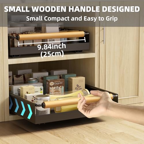 2 Pack 15.3'' Deep Expandable Slide Out Cabinet Shelf No-Drill Pull Out Drawer with Nano Film Adhesive, Heavy Duty Pull Out Tray for Kitchen, Pantry & Bathroom, Black - color: 2 Pack Black