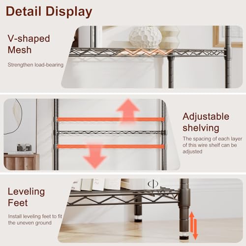 BestOffice | 4-Tier Wire Storage Shelves | 36x14x54 | Black | with Adjustable Racks | Heavy-Duty Metal Shelf, Holds Upto 1000 lbs | No-Tool Assembly | Ideal for Home & Garage Shelving - color: Black, size: 36"D x 14"W x 54"H