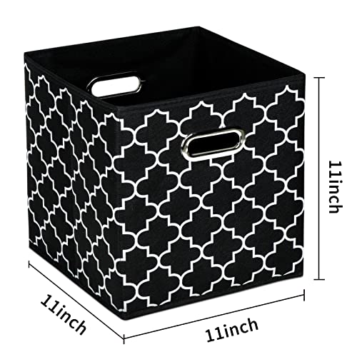 Fabric Cloth Storage Bins,Fabric Cube Organizer with Dual Handles Foldable Cube Storage Baskets for Home Bedroom Storage,Set of 3,(Black light) - color: Black light, size: 3 Pack