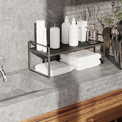 Jojocross Expandable Stackable Spice Rack Cabinet Shelf Organizer in Cabinets Shelves Kitchen Cupboard Organization Stack up Racks Pantry Countertop Storage (Gray, Medium 2 Packs) - color: 2 Packs/Gun-gray, size: M:7.85"D x 16.6"W x 5.75"H