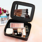 Aveniee XL Clear Makeup Organizer,Double Layer Travel Cosmetic Case with Brush Holder & Zippered Compartments,Big Toiletry Bag for Travel Accessories,2 Layers Large,Black - color: Black, style: Dual Layer Large