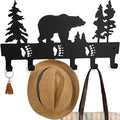 Coat Rack Wall Mount with 6 Hooks, Metal Bear Coat Hanger for Hanging Hat, Clothes, Robe, Keys, Backpack, Towels, Jacket, Purse - Closet, Door, Entryway, Bathroom, Bedroom (Black)