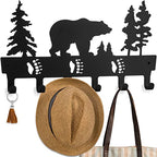 Coat Rack Wall Mount with 6 Hooks, Metal Bear Coat Hanger for Hanging Hat, Clothes, Robe, Keys, Backpack, Towels, Jacket, Purse - Closet, Door, Entryway, Bathroom, Bedroom (Black)