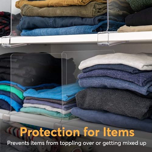 12 Pack Acrylic Shelf Dividers for Closet 11x7.9 Inch – Acrylic Dividers for Shelves Clear Closet Shelf Separators for Purses, Clothes Storage – Vertical Bookshelf Dividers for Bedroom & Kitchen - size: Pack of 12